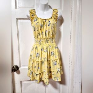 Plus NY LA Women's Stretch Yellow Floral Sleeveless Dress 2X